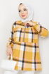 Zippered Plaid Tunic Mustard EFS193 - Thumbnail