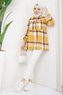 Zippered Plaid Tunic Mustard EFS193 - Thumbnail