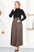 Zippered Skirt MSL8170 Brown - Thumbnail