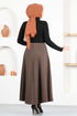 Zippered Skirt MSL8170 Brown - Thumbnail