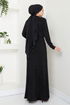 Zubehör Knopfleiste Silbrig Abendkleid 3010BSS1025-M Schwarz - Thumbnail